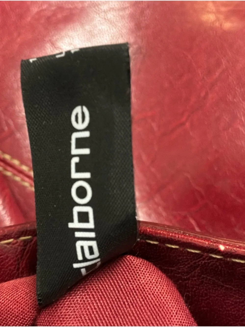 Liz Claiborne Deep Red Faux Leather Satchel NWOT